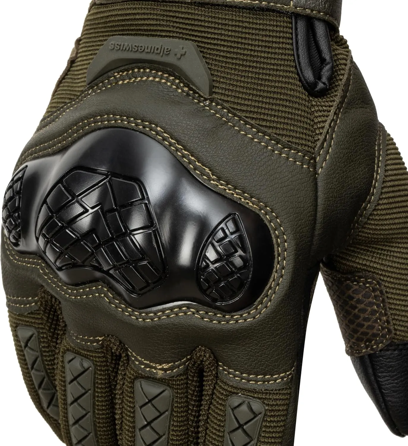 Alpine Swiss Men's Motorcycle Gloves - Hard Shell Tactical Gloves for Outdoor Powersports - Black, Modern Style