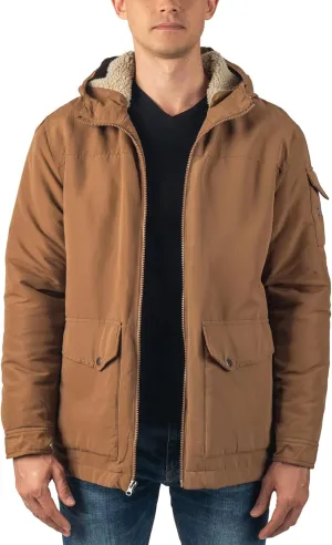 Alpine Swiss Shane Mens Sherpa Lined Parka Hooded Winter Coat Cargo Utility Jacket