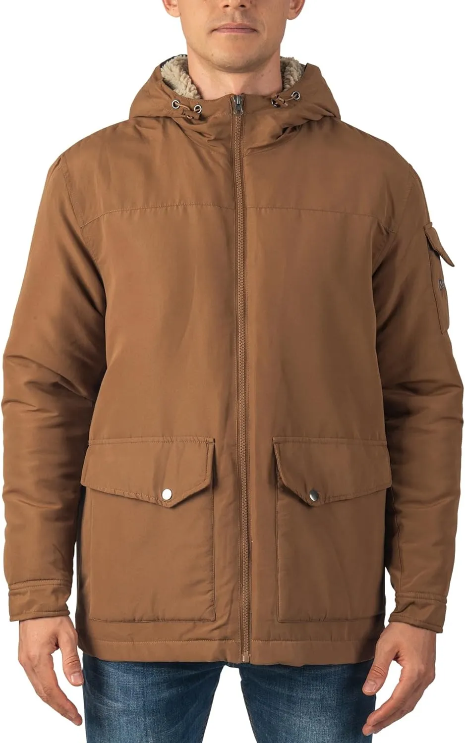 Alpine Swiss Shane Mens Sherpa Lined Parka Hooded Winter Coat Cargo Utility Jacket