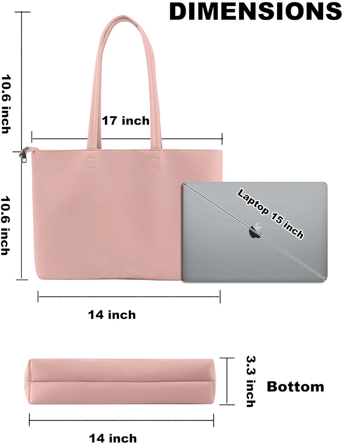 ALUWU Tote Bag for Women with Zipper Faux Leather Shoulder Handbags Work Purses