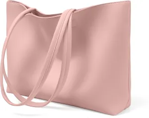 ALUWU Tote Bag for Women with Zipper Faux Leather Shoulder Handbags Work Purses