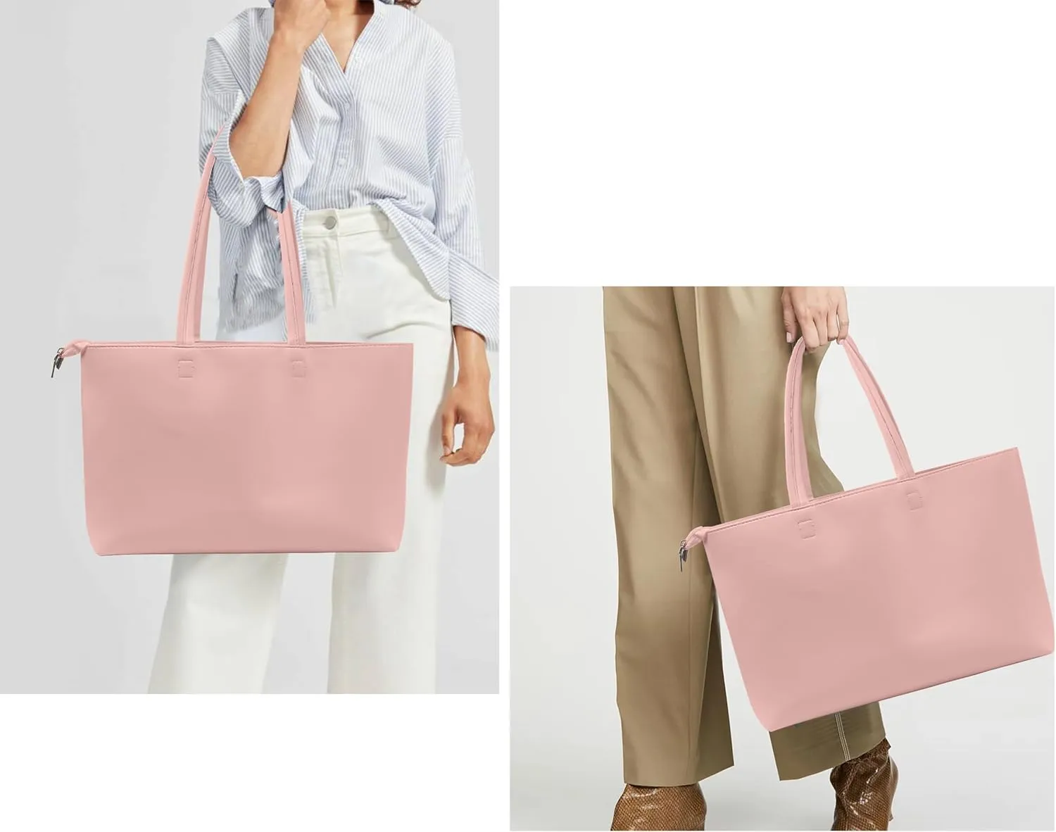 ALUWU Tote Bag for Women with Zipper Faux Leather Shoulder Handbags Work Purses