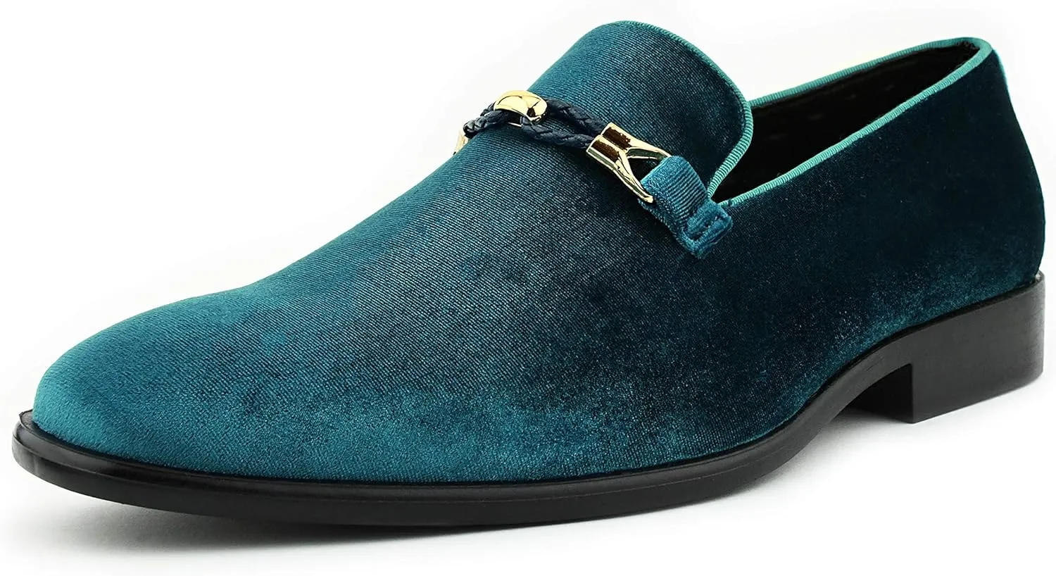 Amali Aller, Mens Casual Shoes - Loafers Men Slip on Shoes - Man Made Velvet Men's Slippers with Metal and Knitted Buckle - Mens Tuxedo Shoes