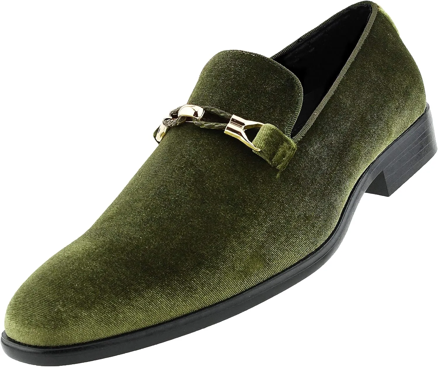 Amali Aller, Mens Casual Shoes - Loafers Men Slip on Shoes - Man Made Velvet Men's Slippers with Metal and Knitted Buckle - Mens Tuxedo Shoes