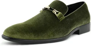 Amali Aller, Mens Casual Shoes - Loafers Men Slip on Shoes - Man Made Velvet Men's Slippers with Metal and Knitted Buckle - Mens Tuxedo Shoes