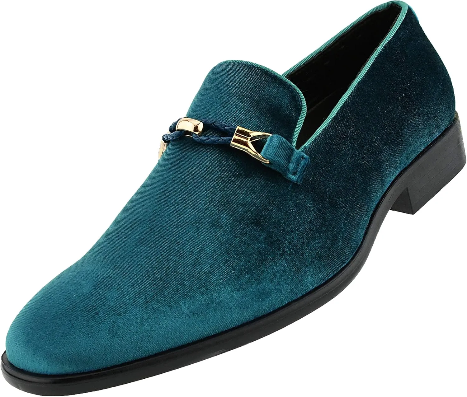 Amali Aller, Mens Casual Shoes - Loafers Men Slip on Shoes - Man Made Velvet Men's Slippers with Metal and Knitted Buckle - Mens Tuxedo Shoes