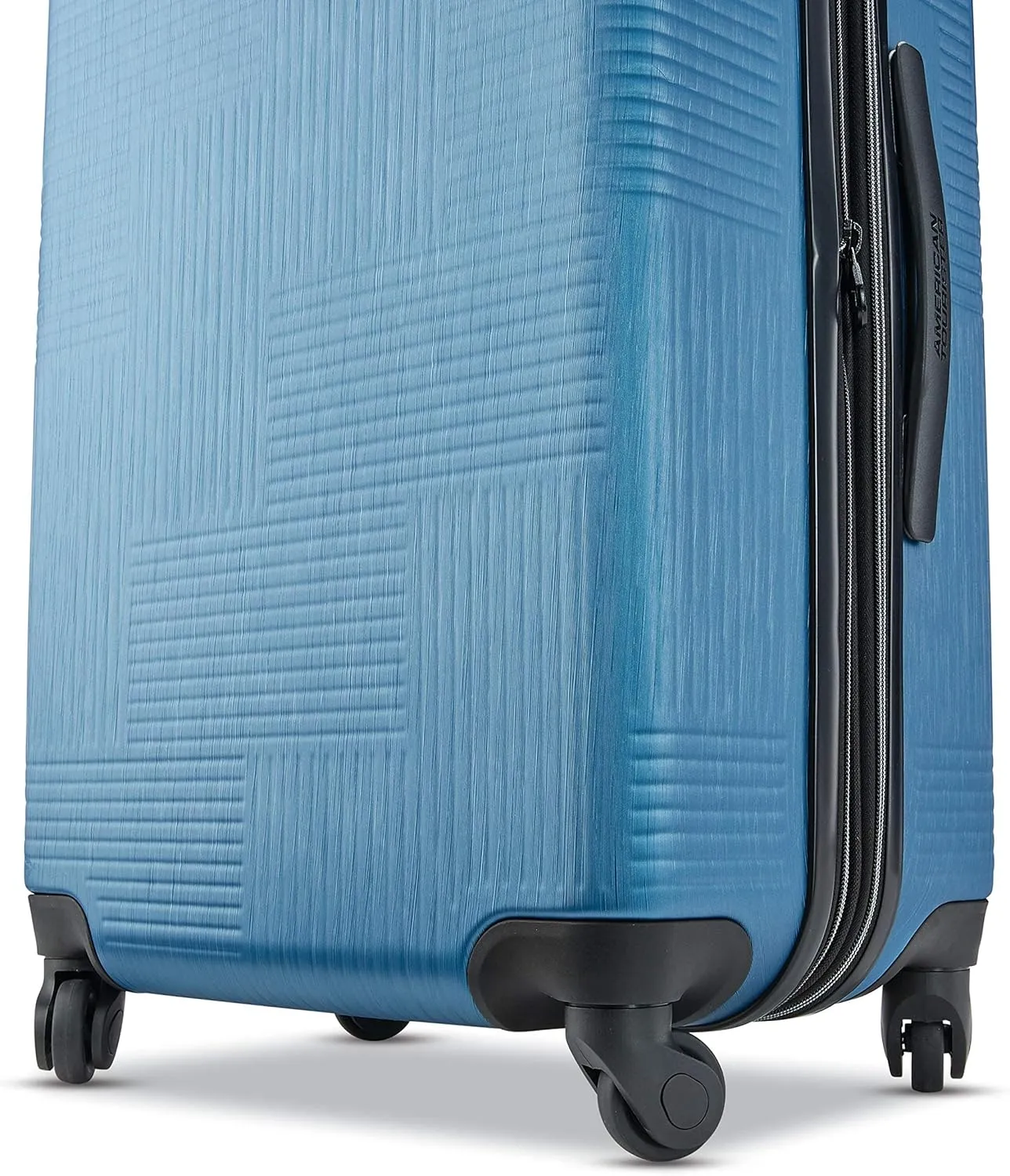 American Tourister Stratum XLT Expandable Hardside Luggage with Spinner Wheels, Blue Spruce, Checked-Medium 24-Inch