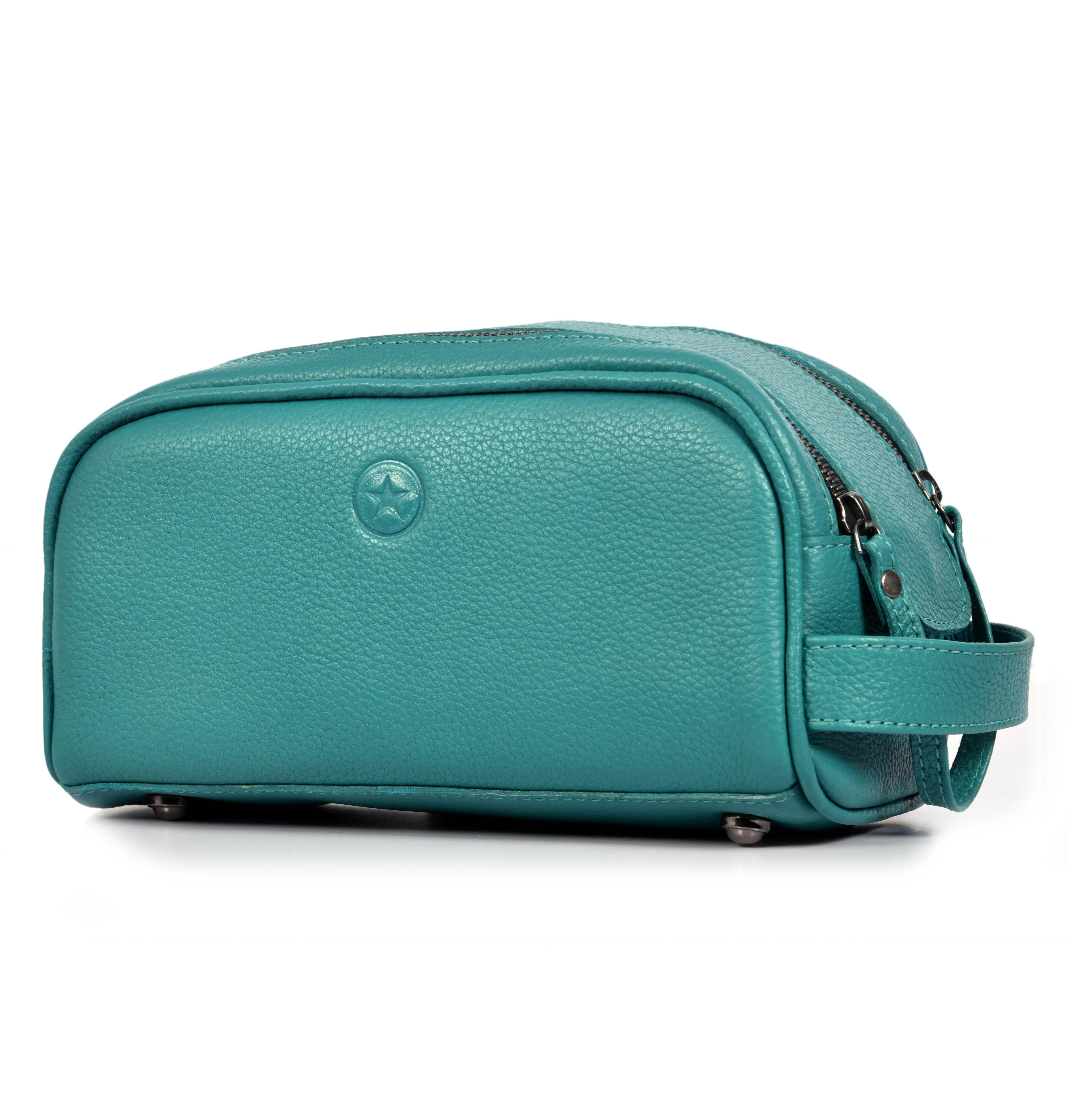 Amethyst Glow Leather Toiletry Bag - Teal