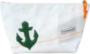 Anchor Toiletry Bag, Travel Makeup Case, White Orange and Green