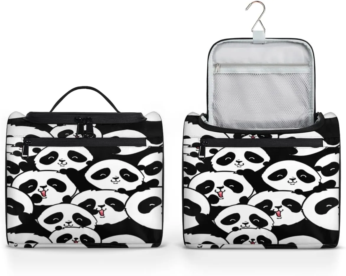 Animal Pandas Paint Hanging Toiletry Bag for Men Women Travel Cosmetic Makeup Organizer Bag Water Resistant Large Portable Wash Case for Accessories, Toiletries, Cosmetics