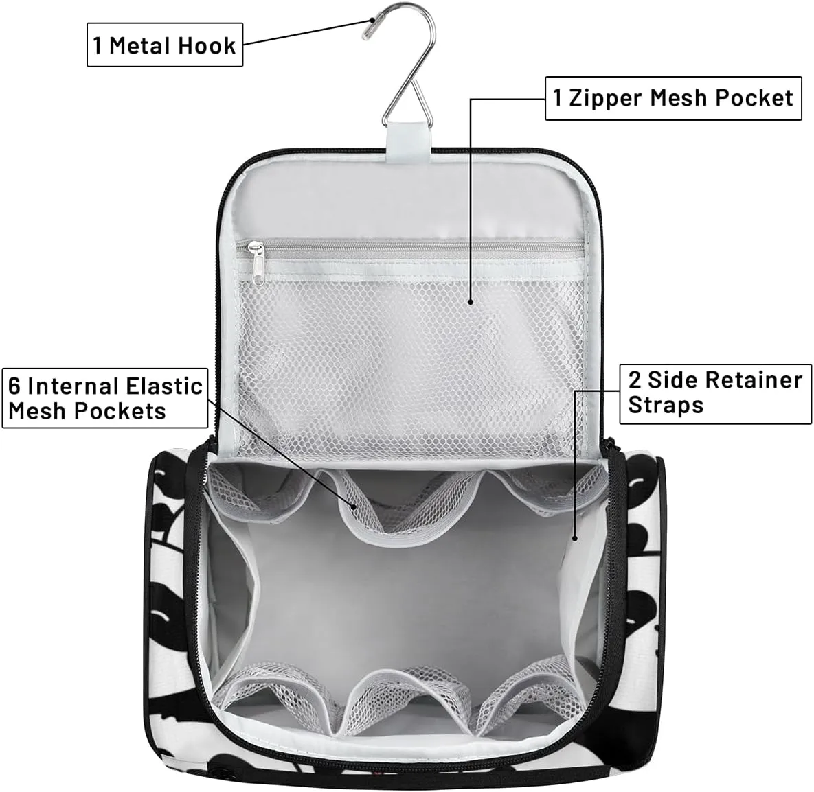Animal Pandas Paint Hanging Toiletry Bag for Men Women Travel Cosmetic Makeup Organizer Bag Water Resistant Large Portable Wash Case for Accessories, Toiletries, Cosmetics