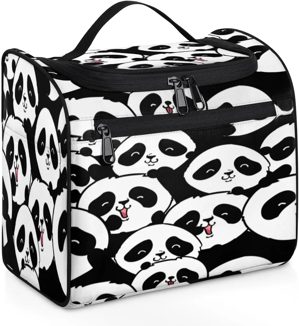 Animal Pandas Paint Hanging Toiletry Bag for Men Women Travel Cosmetic Makeup Organizer Bag Water Resistant Large Portable Wash Case for Accessories, Toiletries, Cosmetics