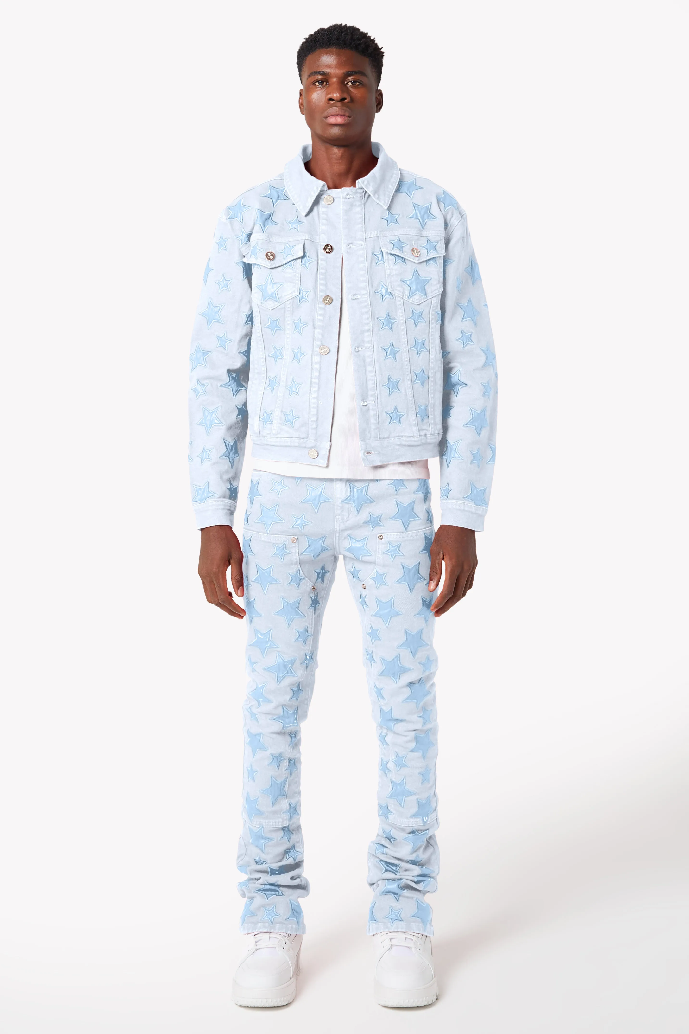 Aqua Blue Stars Denim