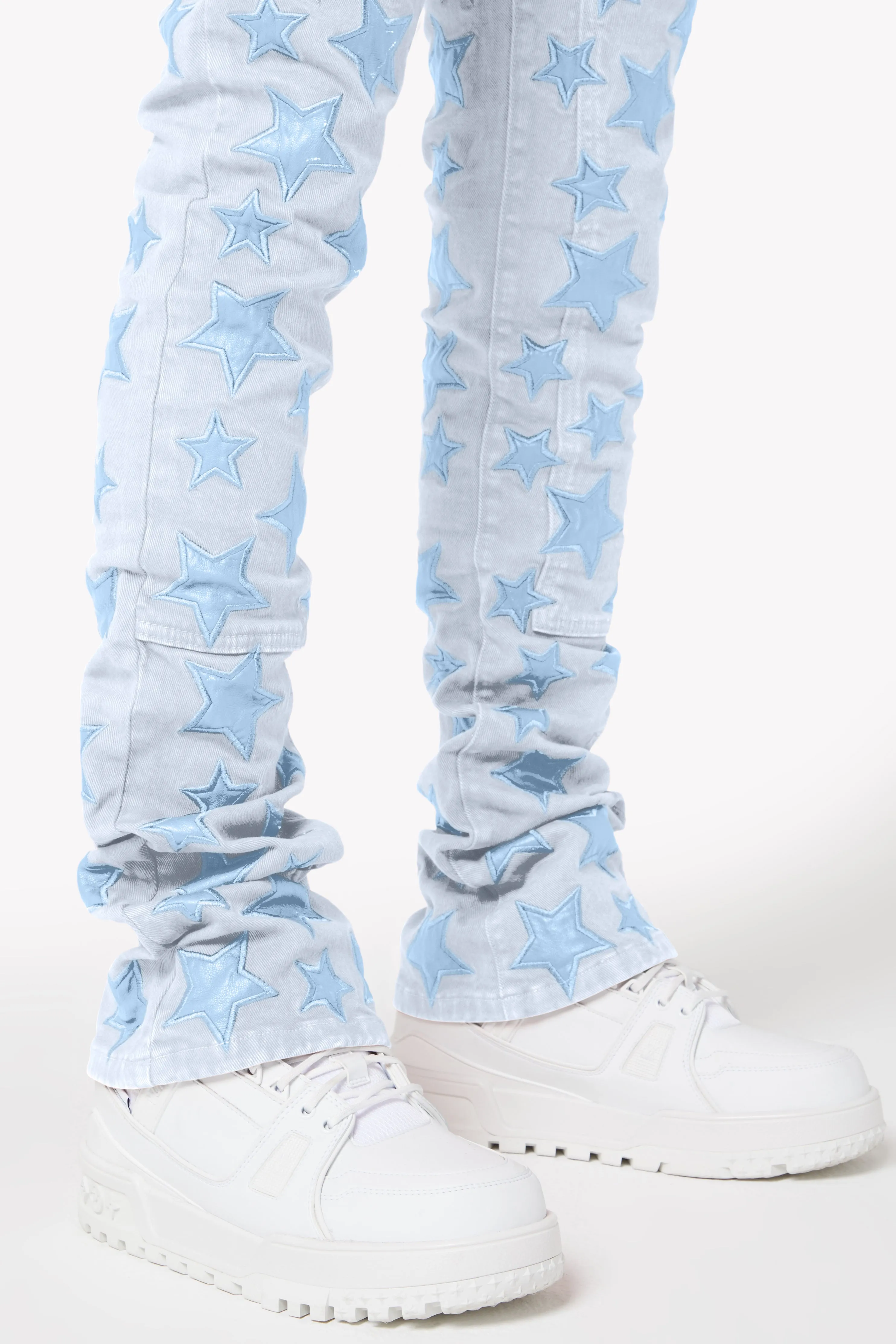 Aqua Blue Stars Denim
