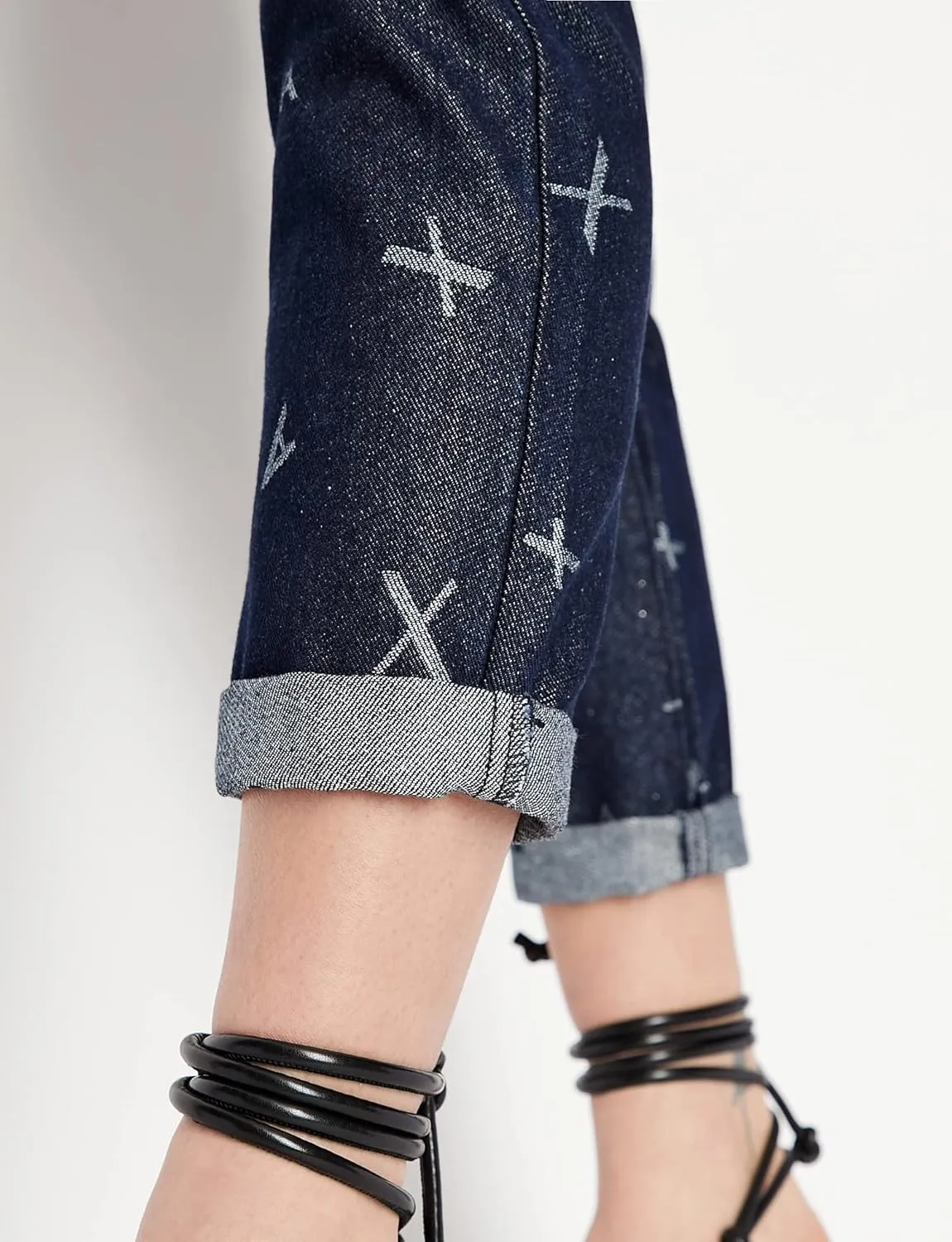 Armani Exchange Women's Ax Logo Jaquard Denim Pants