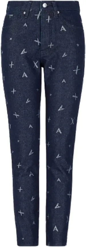Armani Exchange Women's Ax Logo Jaquard Denim Pants