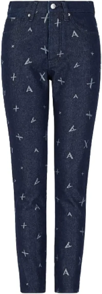 Armani Exchange Women's Ax Logo Jaquard Denim Pants