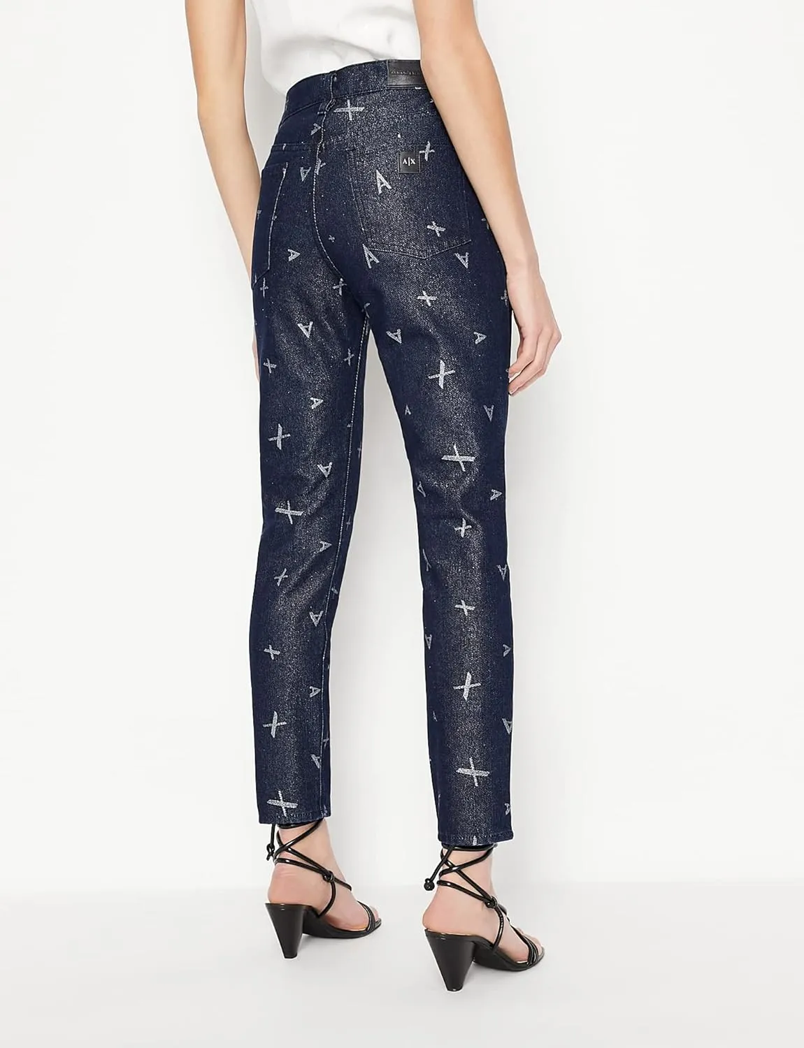 Armani Exchange Women's Ax Logo Jaquard Denim Pants