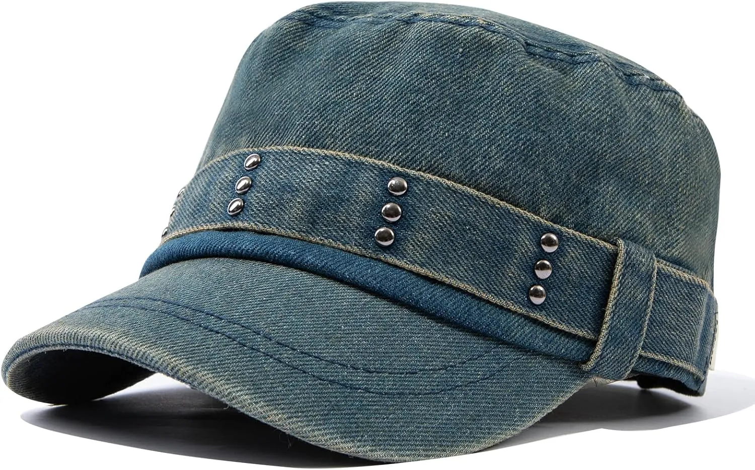 Army Cap Short Brim Hats for Men Denim Cotton Flat Top Baseball Cap Casual Umpire Cadet Cap Military Hat