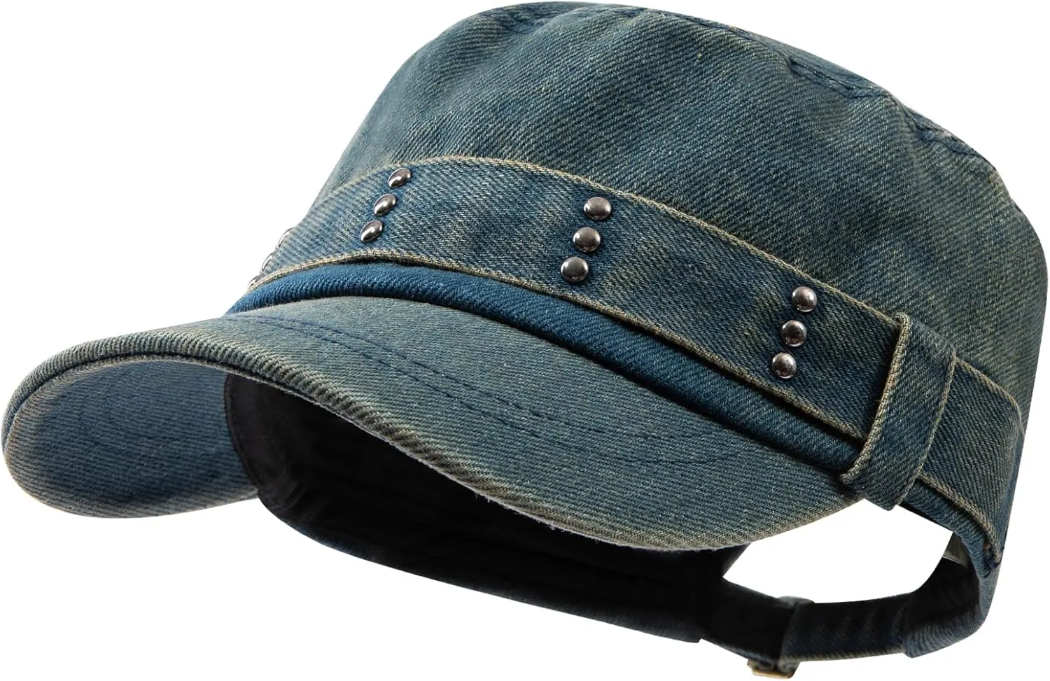 Army Cap Short Brim Hats for Men Denim Cotton Flat Top Baseball Cap Casual Umpire Cadet Cap Military Hat