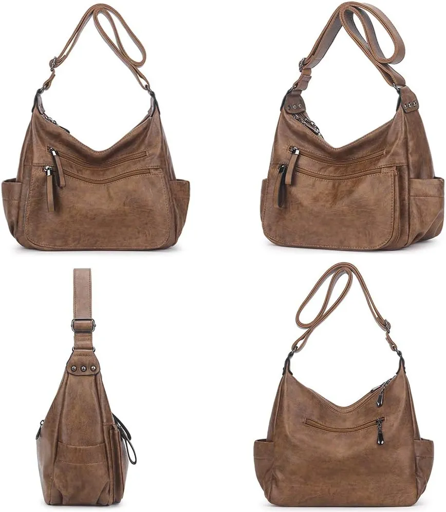 Artwell Fashion Crossbody Bag For Women Shoulder Bag Soft PU Leather Handbags Purses Multi Pocket Hobo Tote Bag
