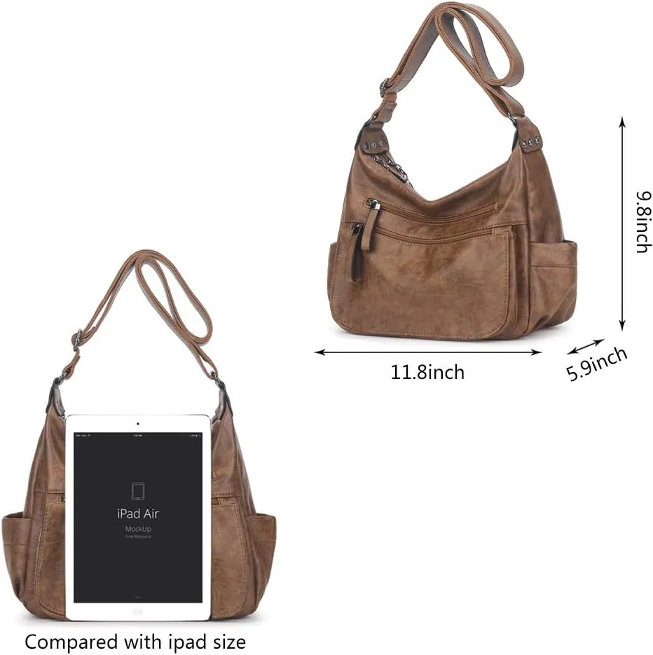 Artwell Fashion Crossbody Bag For Women Shoulder Bag Soft PU Leather Handbags Purses Multi Pocket Hobo Tote Bag