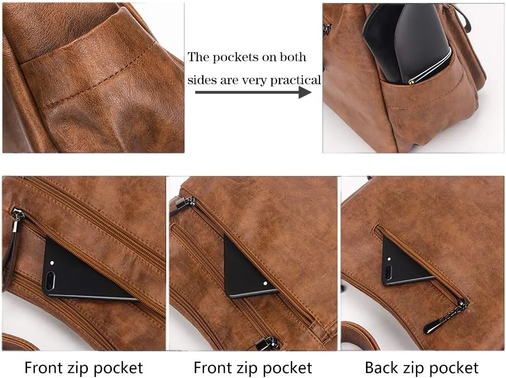 Artwell Fashion Crossbody Bag For Women Shoulder Bag Soft PU Leather Handbags Purses Multi Pocket Hobo Tote Bag