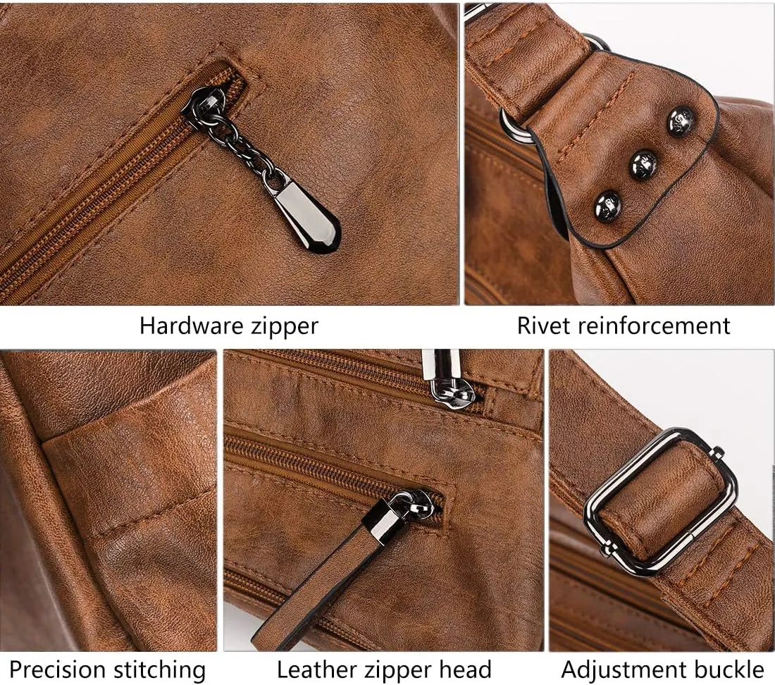 Artwell Fashion Crossbody Bag For Women Shoulder Bag Soft PU Leather Handbags Purses Multi Pocket Hobo Tote Bag