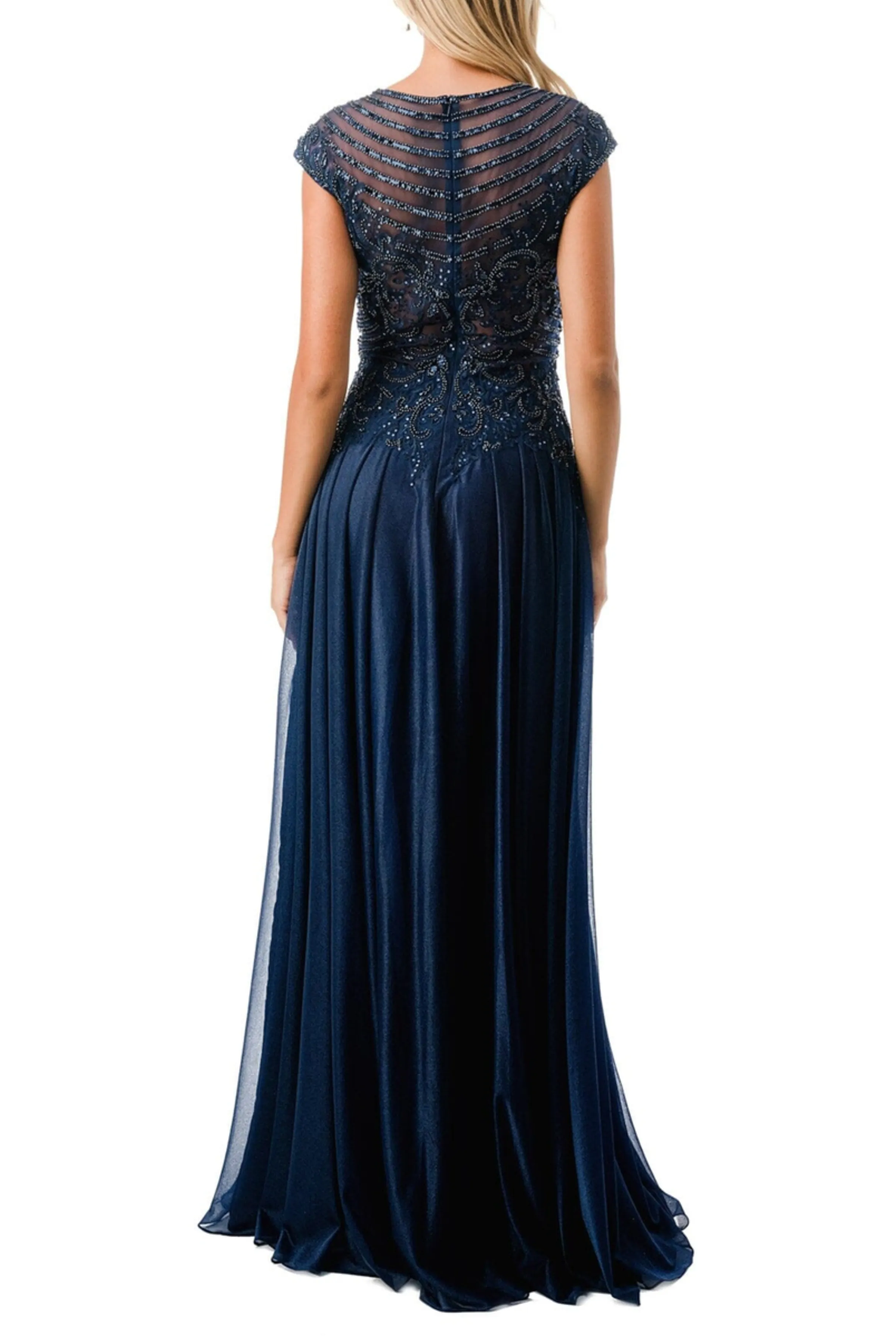 Aspeed Filigree Beaded Keyhole Long Evening Dress