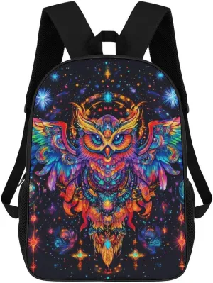 Astronomical Owl God 17 Inch Travel Backpack Casual Daypacks Computer Shoulder Bag for Work Shopping Unisex