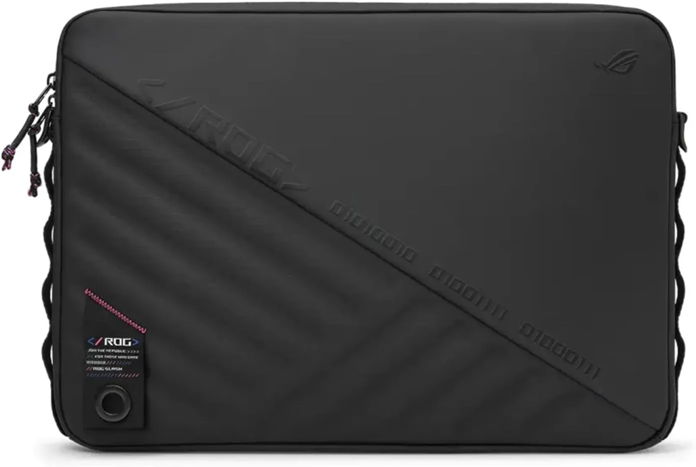 ASUS ROG Slash Sleeve Bag 4.0, Fit 16" Laptop, Adaptor, and Mouse, Tear-Resistant, Water-Repellent, PU Leather, Adjustable Shoulder Strap, Three-point Fixation Strap, Multiple Pockets, Black