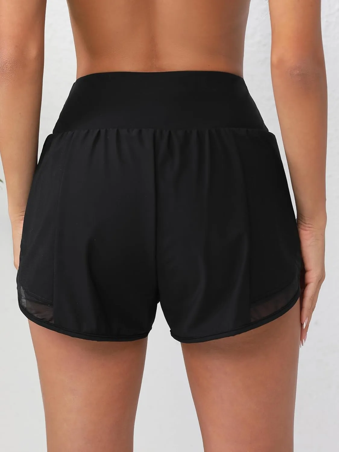 ATTRACO Women Swim Shorts Side Split Swim Trunk 2 in 1 Board Shorts with Pockets Swim Bottom