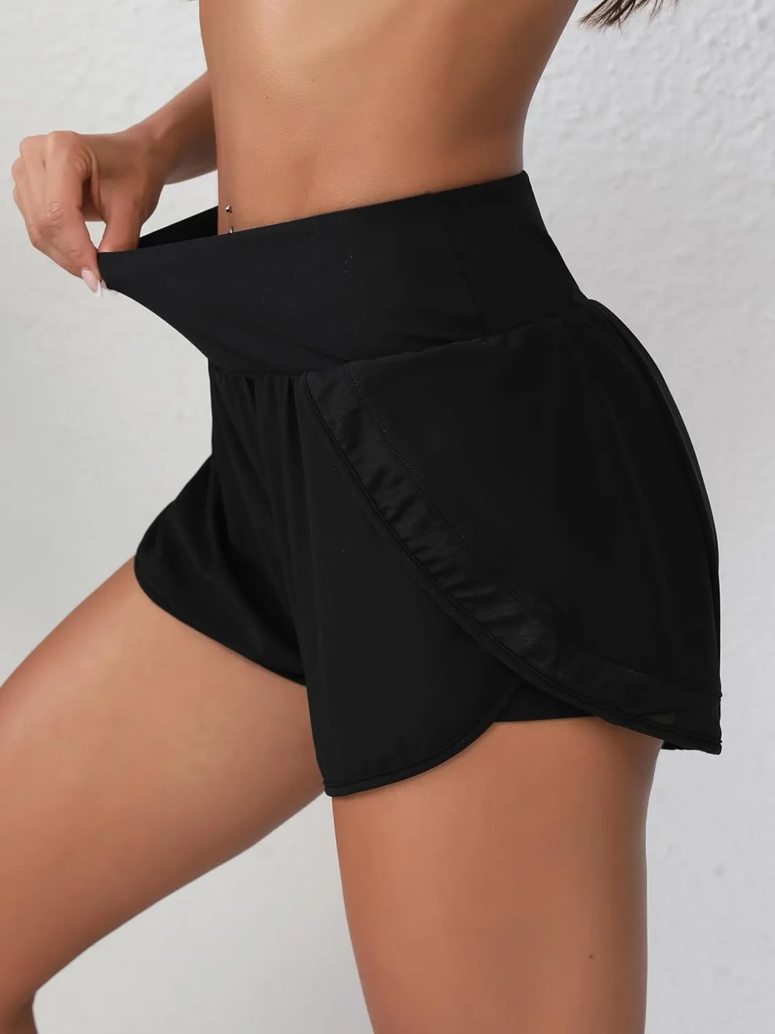 ATTRACO Women Swim Shorts Side Split Swim Trunk 2 in 1 Board Shorts with Pockets Swim Bottom