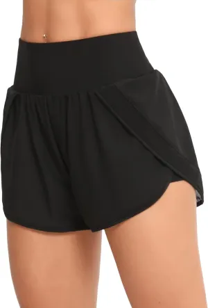 ATTRACO Women Swim Shorts Side Split Swim Trunk 2 in 1 Board Shorts with Pockets Swim Bottom