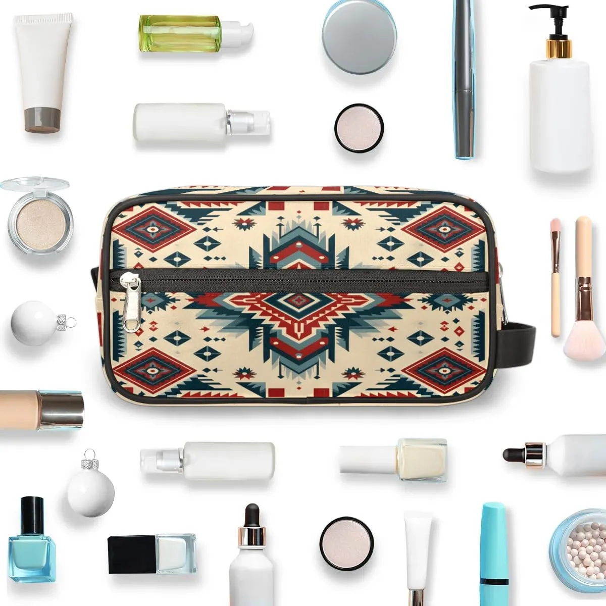 Aztec Design Travel Toiletry Bag for Women Men Waterproof Cosmetic Makeup Bag Shaving Bag Storage Bags with Handle for Toiletries and Shaving Accessories
