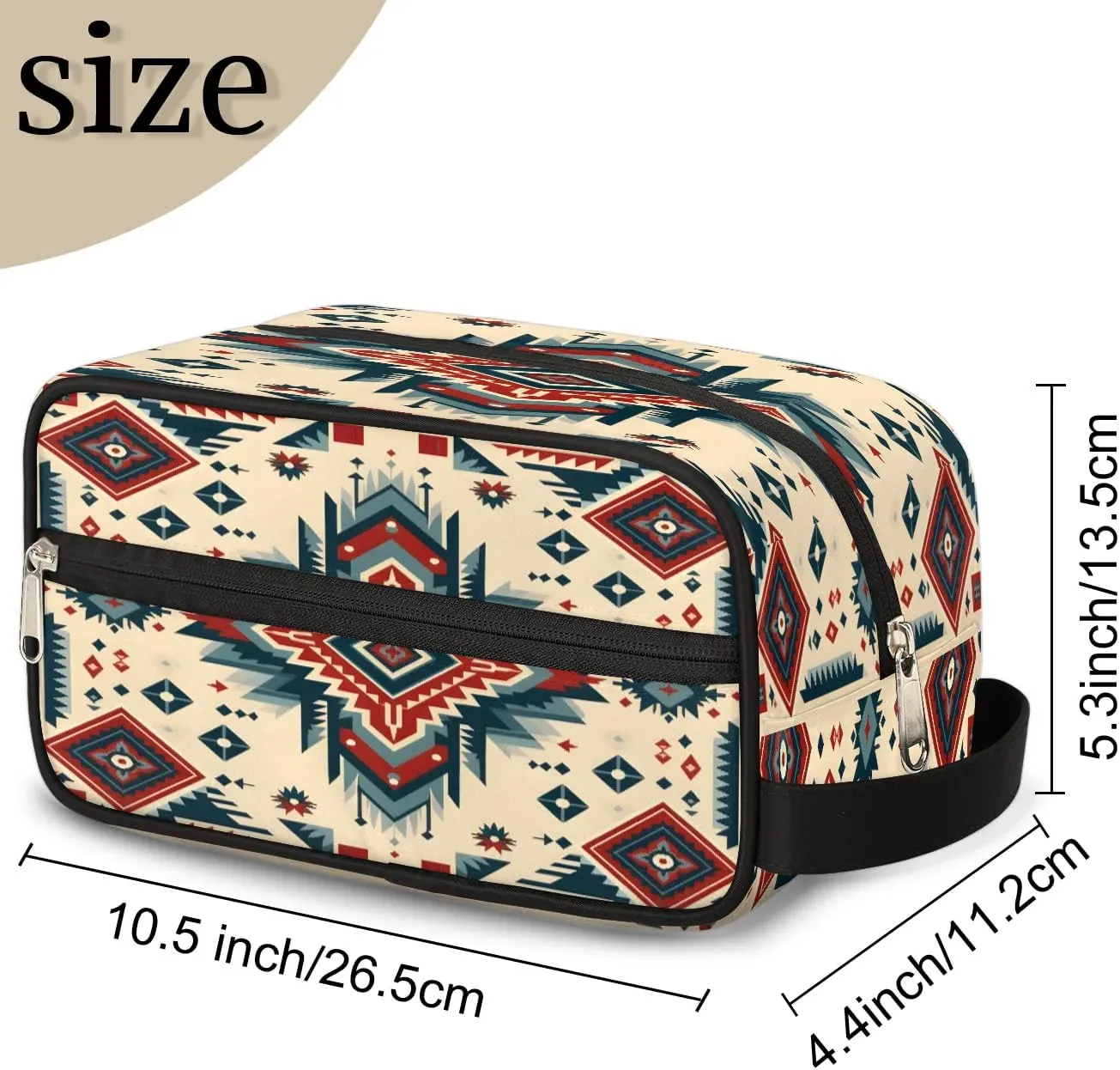 Aztec Design Travel Toiletry Bag for Women Men Waterproof Cosmetic Makeup Bag Shaving Bag Storage Bags with Handle for Toiletries and Shaving Accessories