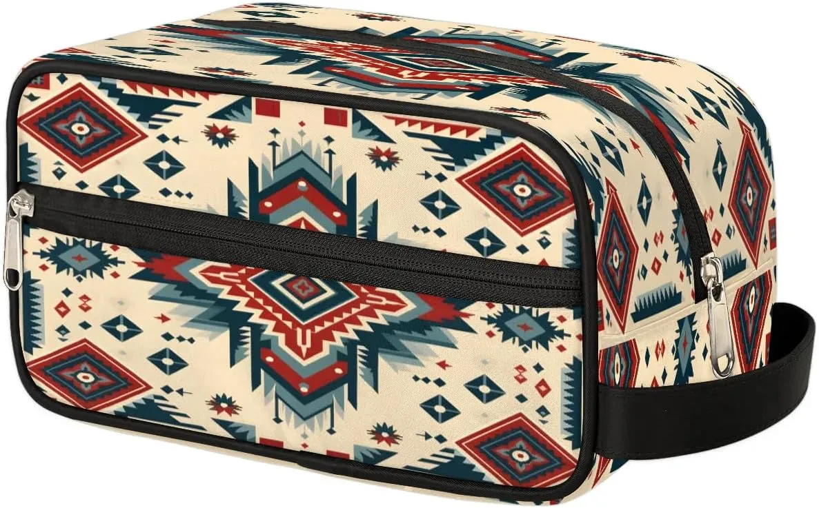 Aztec Design Travel Toiletry Bag for Women Men Waterproof Cosmetic Makeup Bag Shaving Bag Storage Bags with Handle for Toiletries and Shaving Accessories