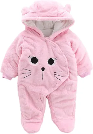 Baby Girl Bodysuit Newborn Baby Girls Boys Solid Cat Velvet Hooded Jumpsuit Romper Bodysuit Girl Leotard Gymnastics