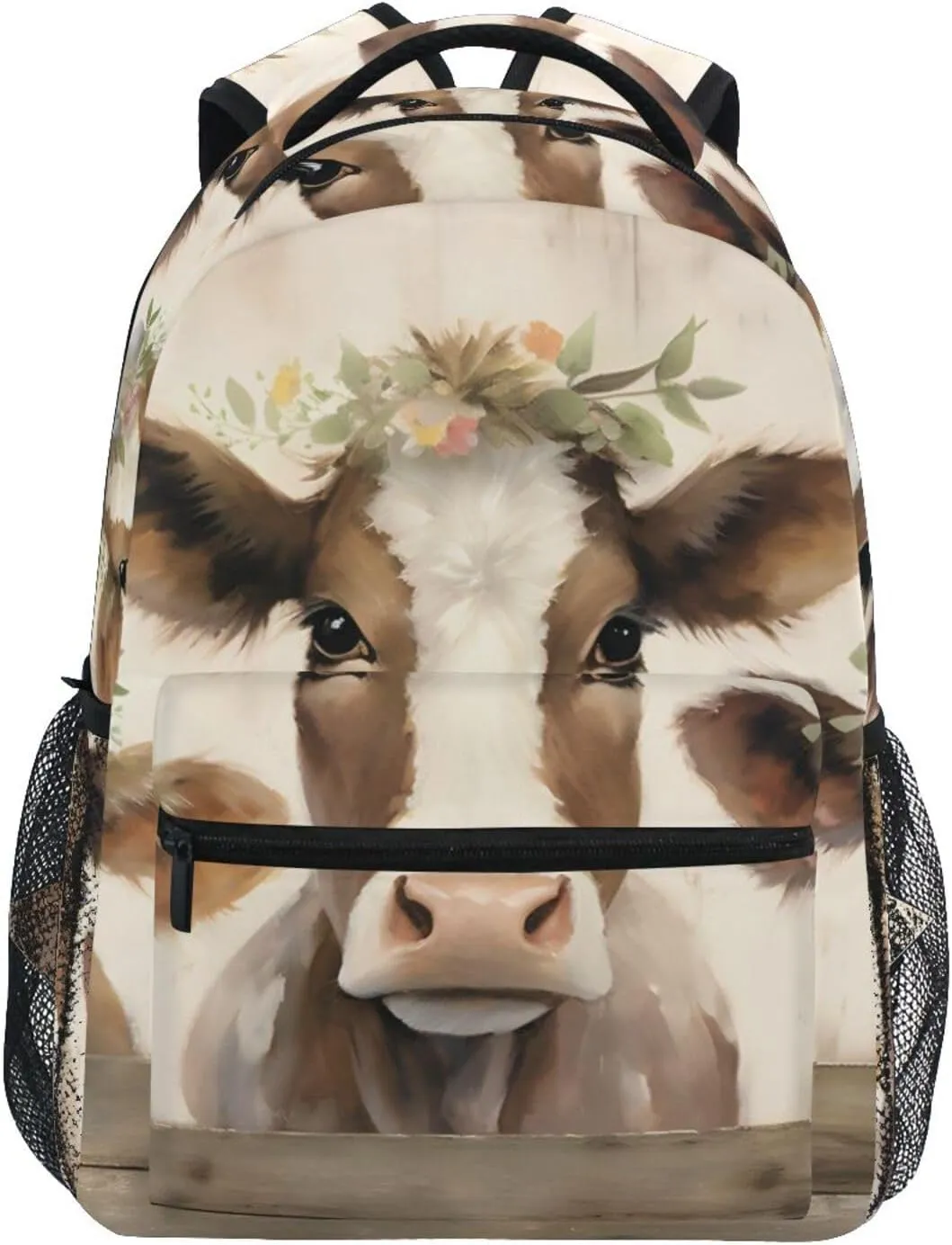 Backpack Three Cows Garland Board Daypack Shoulder Bag Book Bag Lightweight Back Pack 11.4 ×16 In