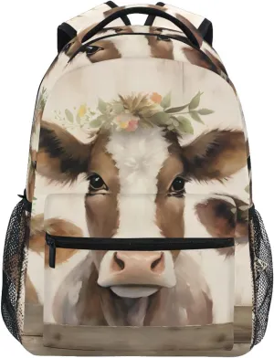 Backpack Three Cows Garland Board Daypack Shoulder Bag Book Bag Lightweight Back Pack 11.4 ×16 In