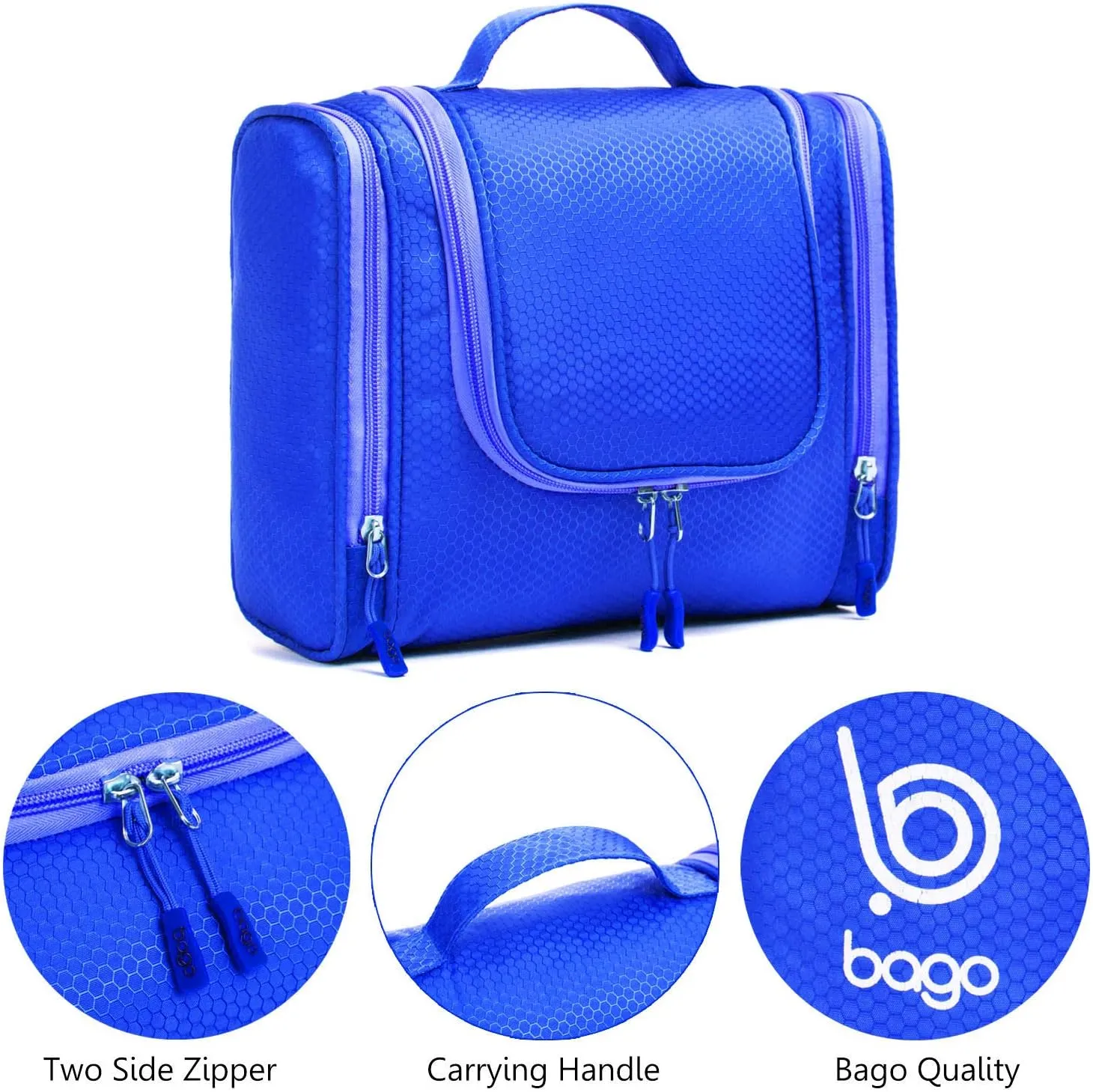 bago Travel Toiletry Bag for Women and Men - Large Waterproof Hanging Large Toiletry Bag for Bathroom and Travel Bag for Toiletries Organizer -Travel Makeup Bag (DeepBlue)