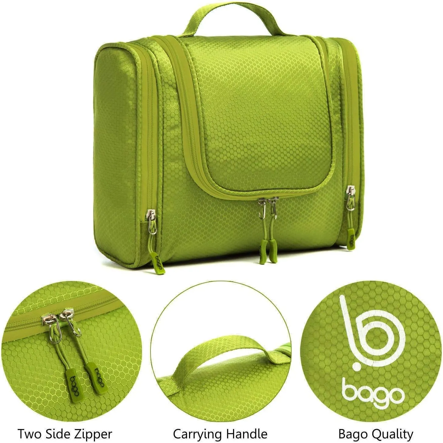bago Travel Toiletry Bag for Women and Men - Large Waterproof Hanging Large Toiletry Bag for Bathroom and Travel Bag for Toiletries Organizer -Travel Makeup Bag (Green)