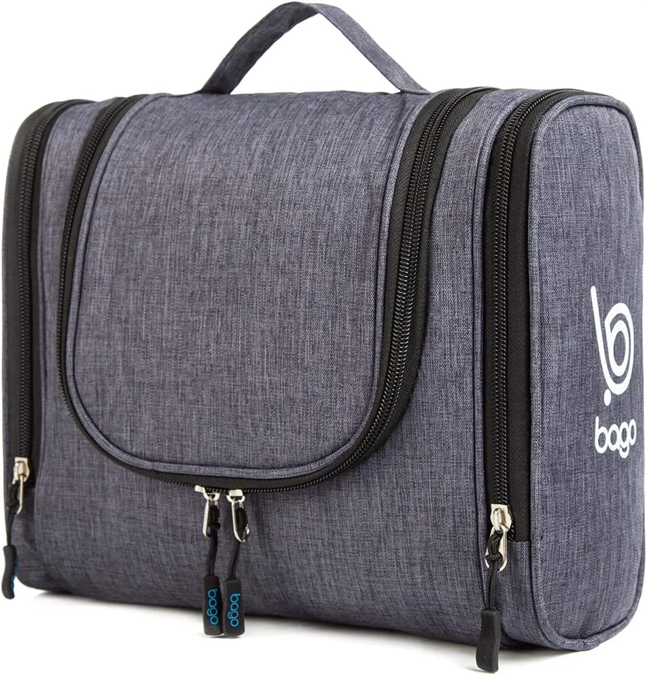 bago Travel Toiletry Bag for Women and Men X-Large Waterproof Hanging Large Toiletry Bag for Bathroom and Travel Bag for Toiletries Organizer -Travel Makeup Bag (SnowBlack)