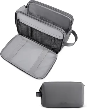 BAGSMART Toiletry Bag for Men, Travel Toiletry Organizer Dopp Kit Water-resistant Shaving Bag for Toiletries Accessories, Door Room Essentials,Grey-large
