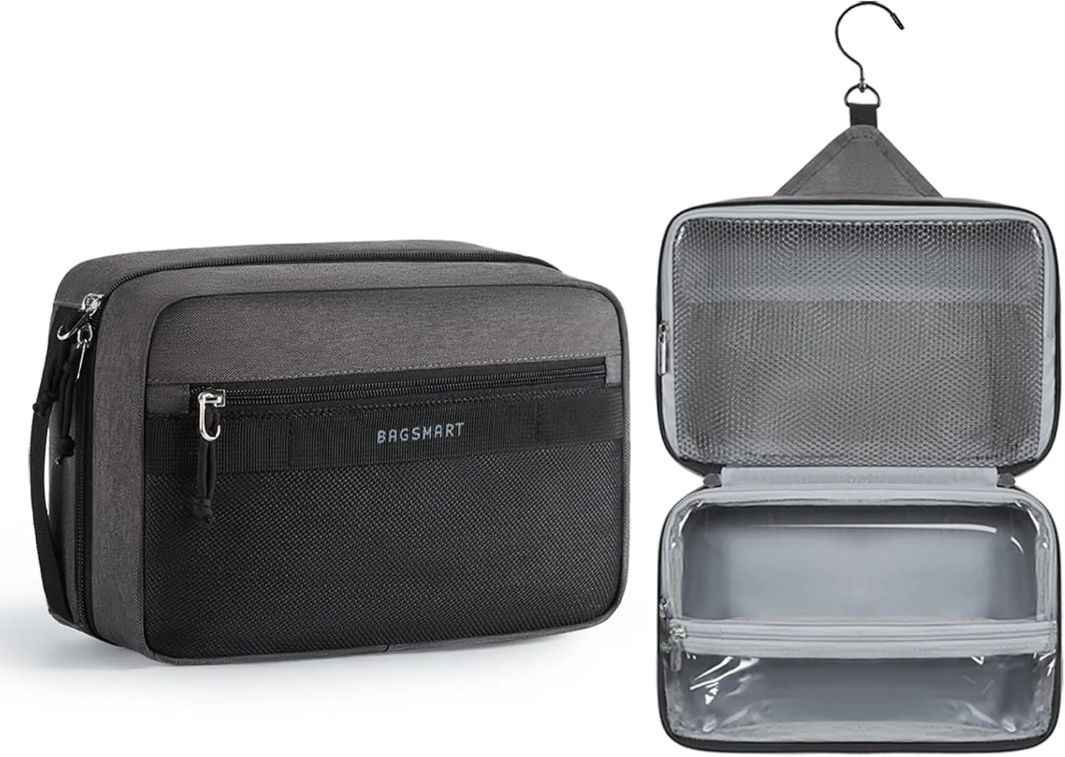BAGSMART Toiletry Bag for Men/Women, Hanging Dopp Kit Water-resistant Shaving Bag for Toiletries Accessories, Black
