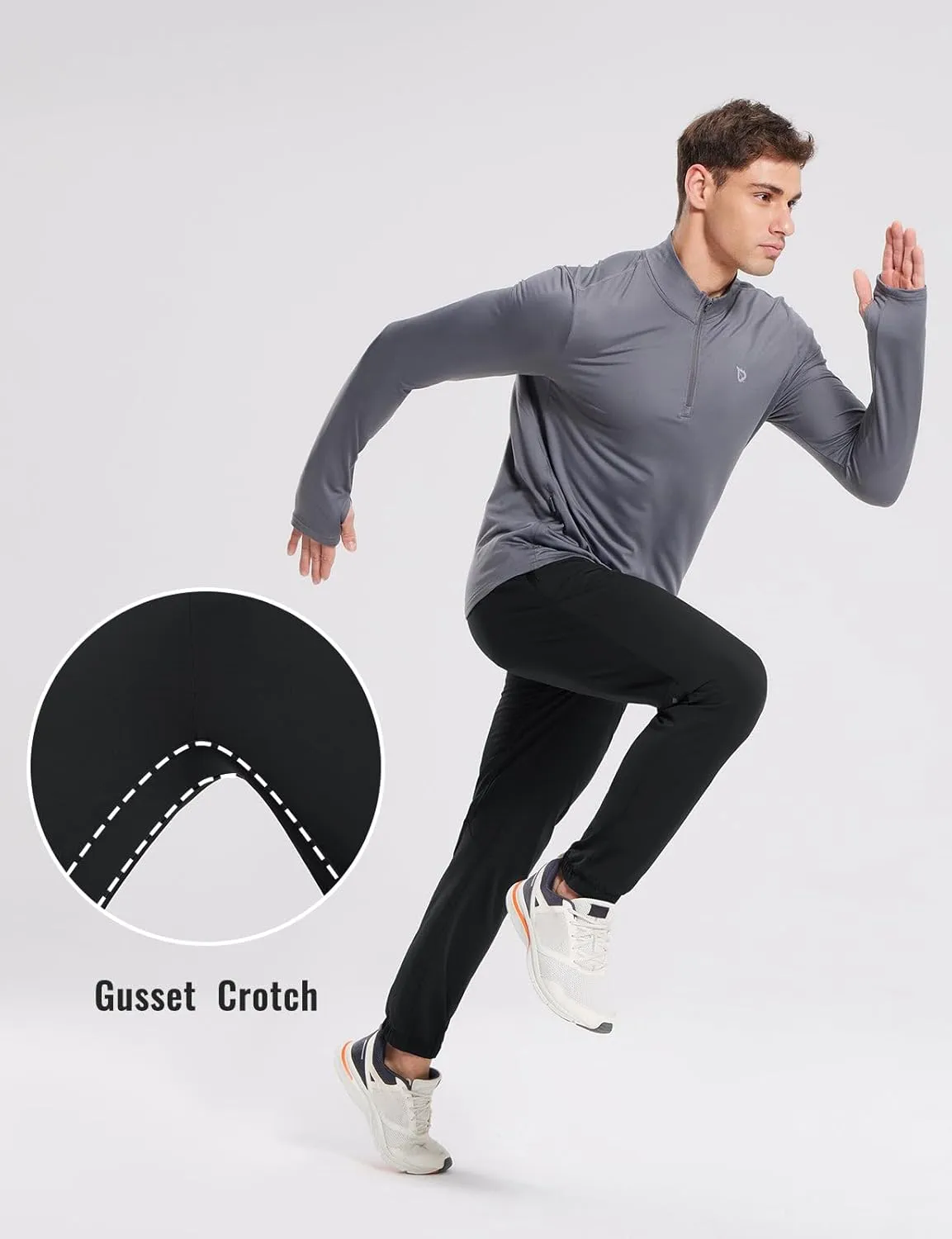 baleaf Men's Fleece Lined Joggers Winter Athletic Sweatpants Thermal Hiking Workout Running Pants with Zipper Pockets