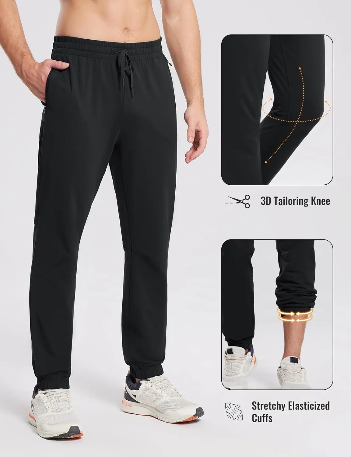 baleaf Men's Fleece Lined Joggers Winter Athletic Sweatpants Thermal Hiking Workout Running Pants with Zipper Pockets