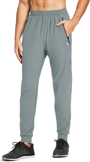 baleaf Men's Joggers Pants Athletic Workout Track Running Gym Lightweight Quick Dry Tapered Jogger Zipper Pockets