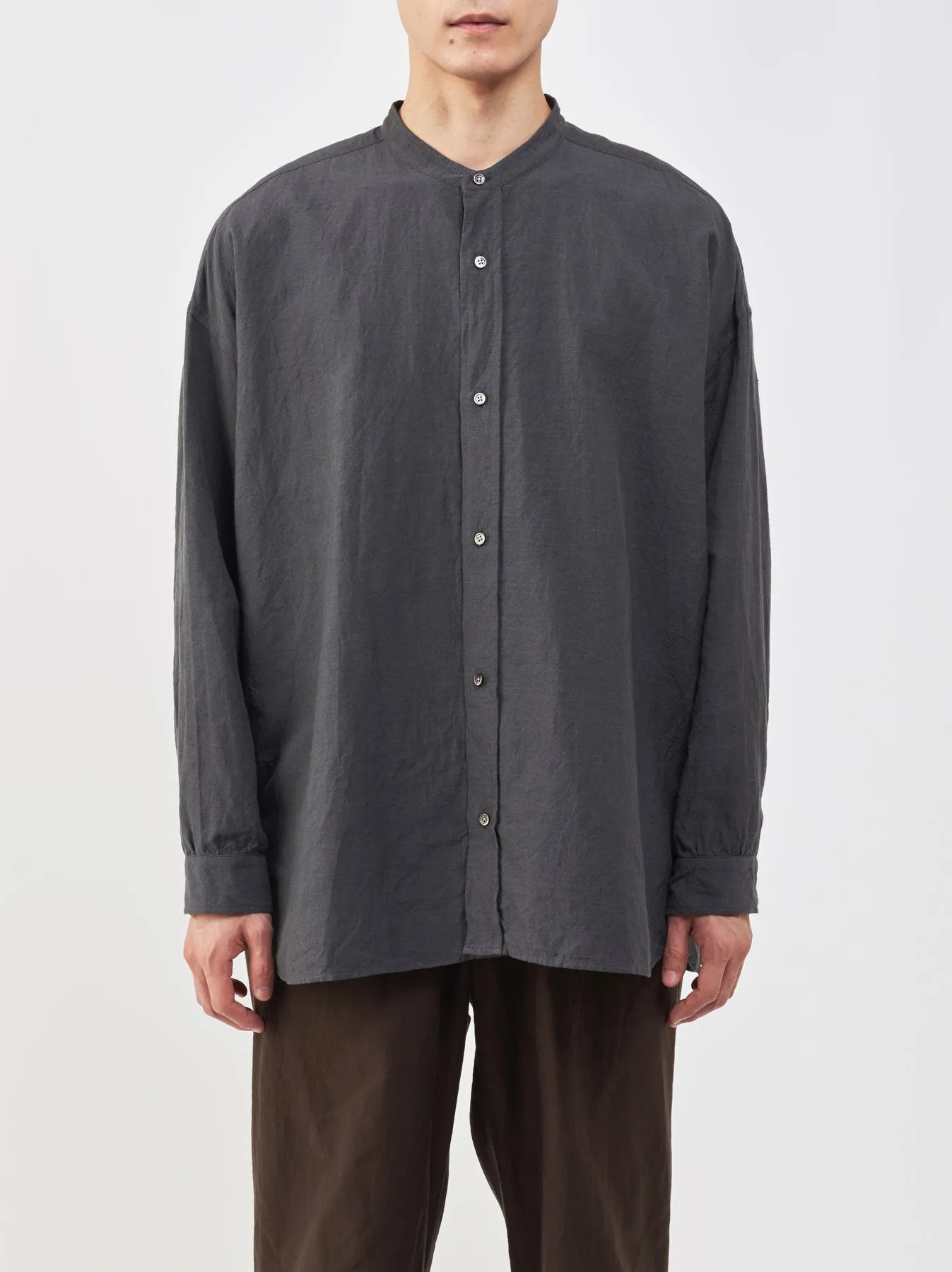 Band collar simple shirt