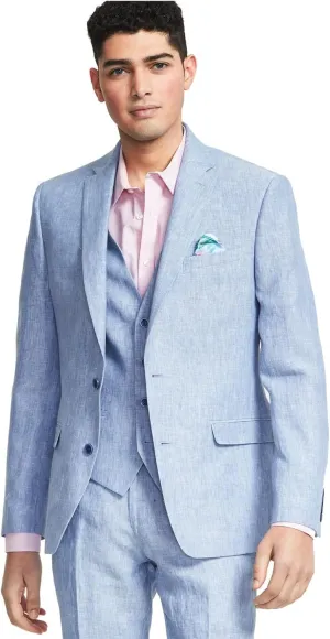 Bar III Men's Chambray Suit Jacket 36R Slim Fit Linen Light Blue
